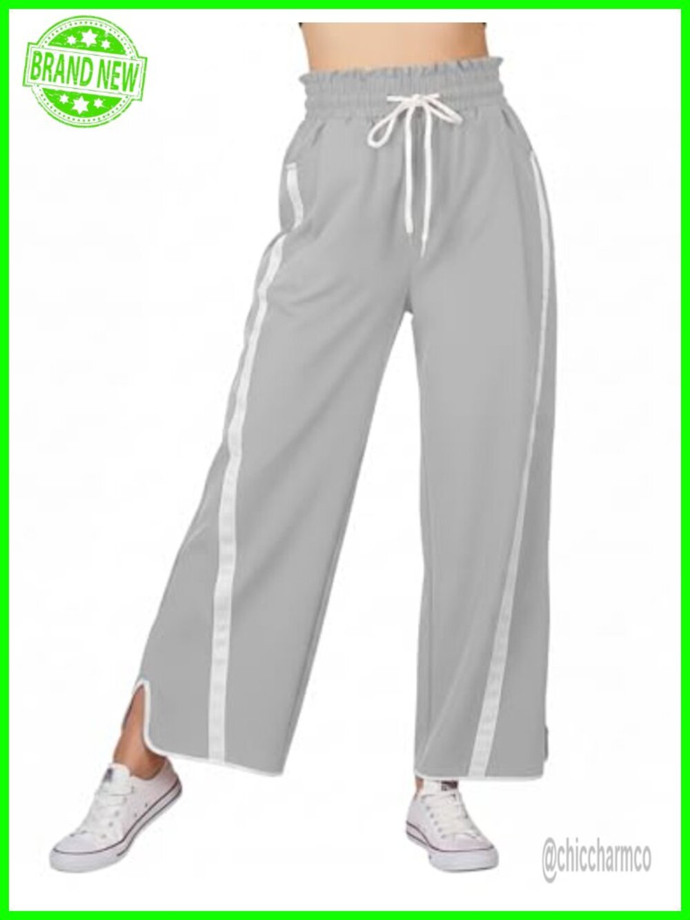 Women's High Waist Wide Leg Track Pants Baggy Y2K Streetwear with Pockets